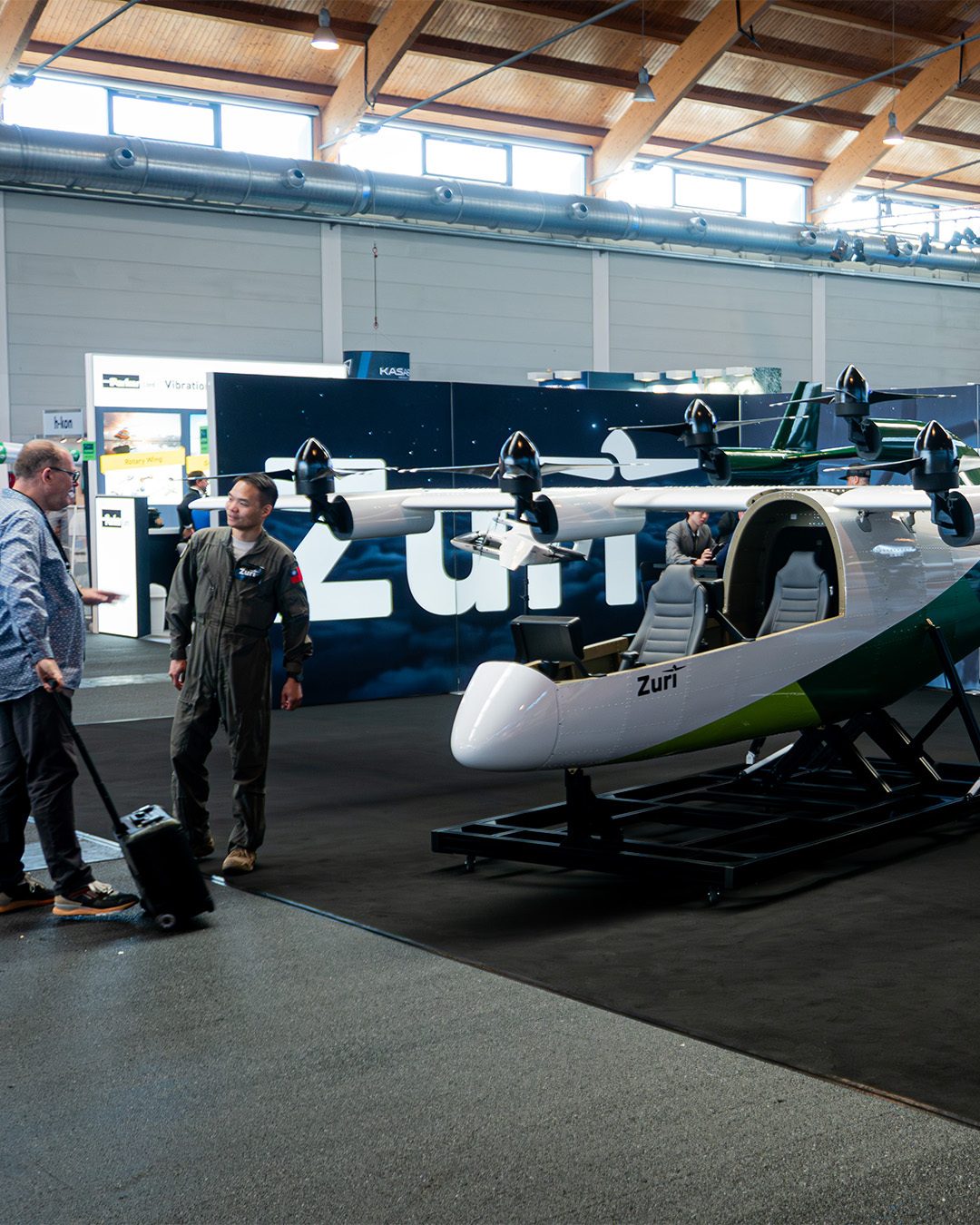 The TD 2.0 display aircraft at the Zuri stand at AERO Friedrichshafen, April 2026