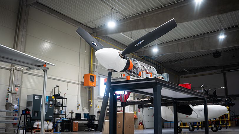TD 2.0 tiltrotor prototype on a ground test bench during development.