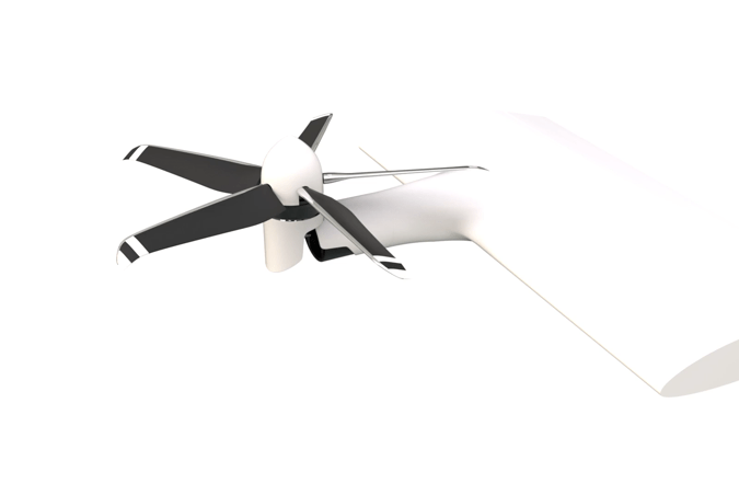 Image showing the tiltrotor mechanism on a hybrid VTOL aircraft, demonstrating the transition from vertical takeoff to forward cruise using electric propulsion.